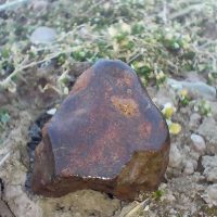 Okaz meteorytu Pułtusk odnaleziony "gołym" okiem przez Janusza Kosmowskiego - po wstępnym oczyszczeniu wodą Meteoryt Pułtusk - marzec 2026